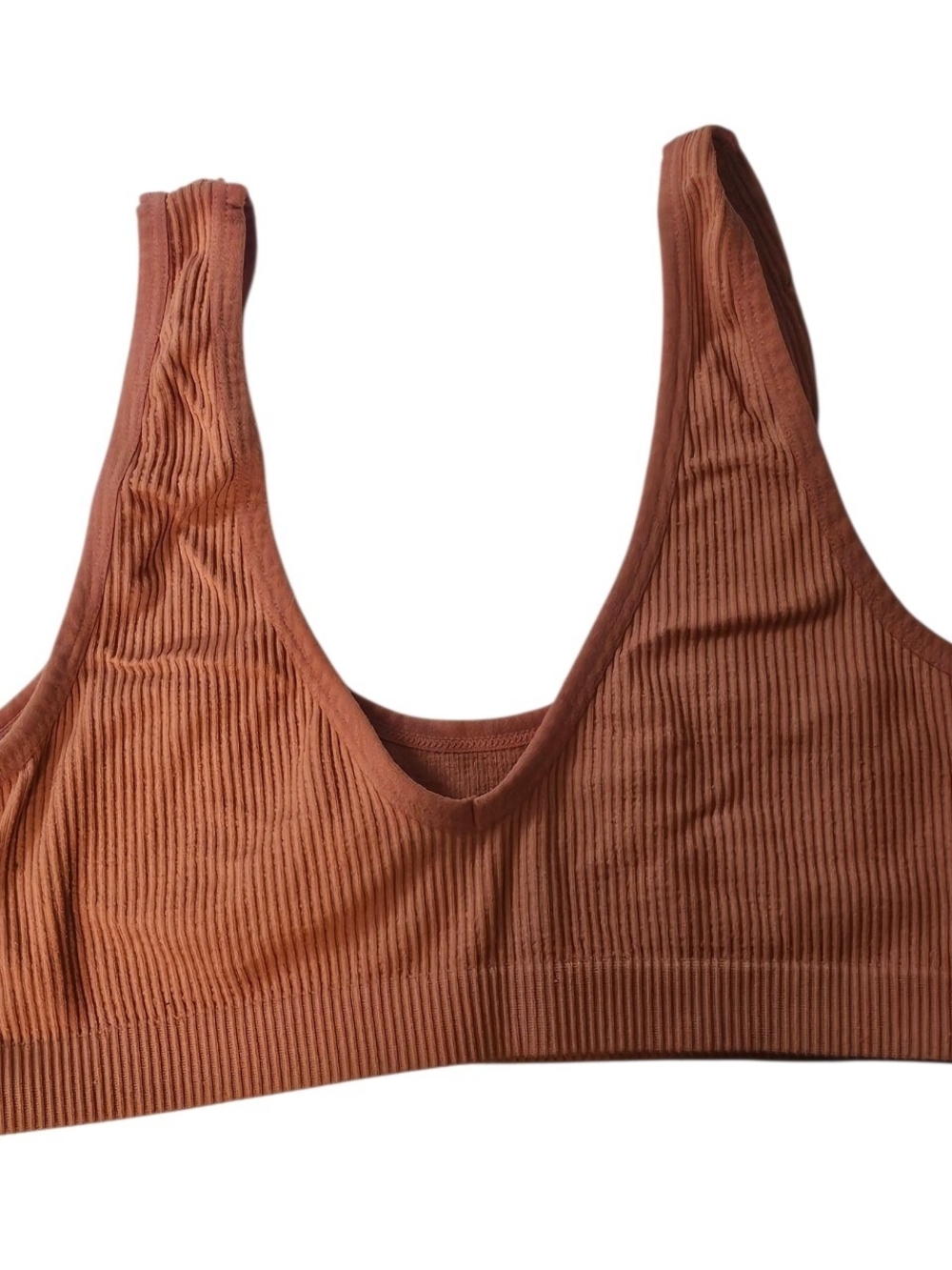 Colsie Ribbed Scoop Bralette - Rust